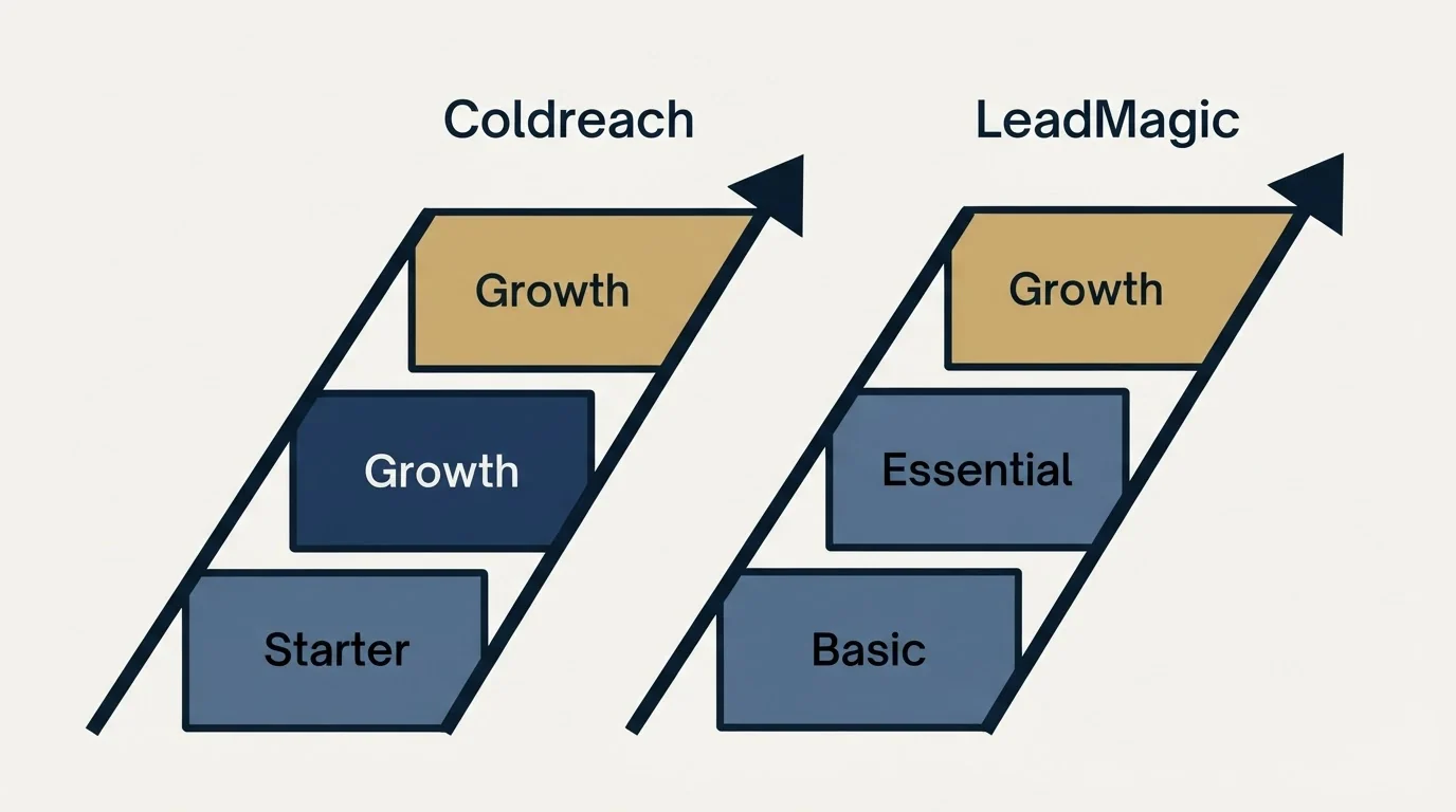 Pricing ladder: Pricing Comparison (Coldreach, LeadMagic, Starter, Basic)