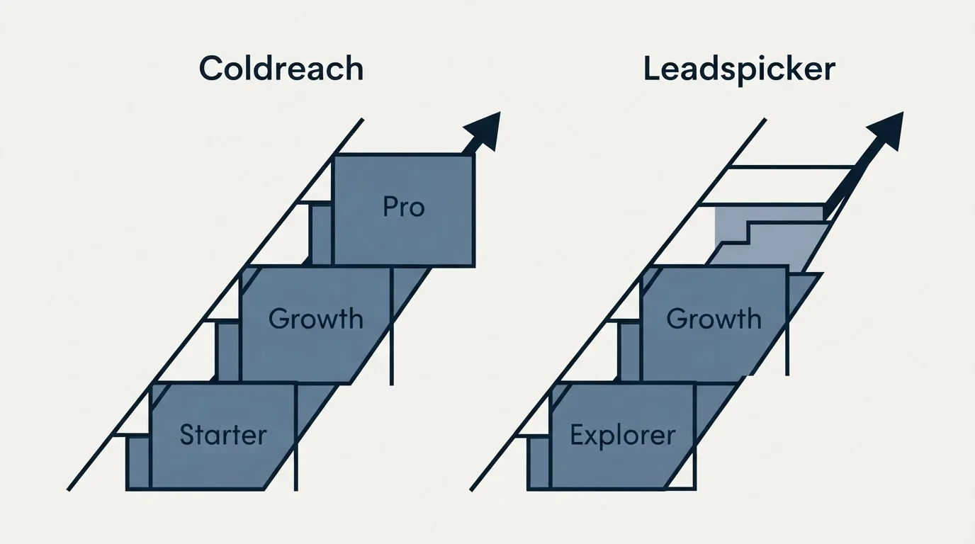 Pricing ladder: Pricing Comparison (Coldreach, Leadspicker, Starter, Explorer)