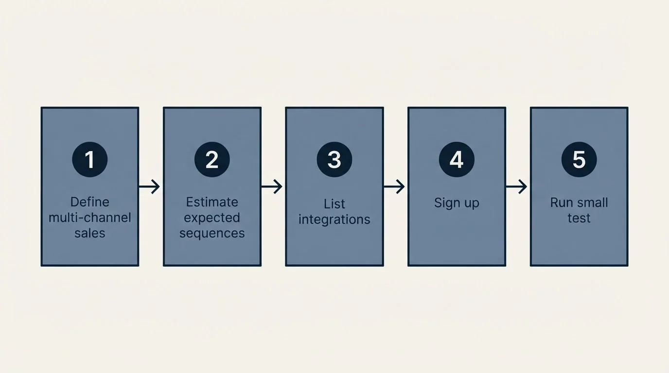 Step sequence: Getting Started Checklist (Define multi-channel sales, Estimate expected sequences, List integrations, Sign up)