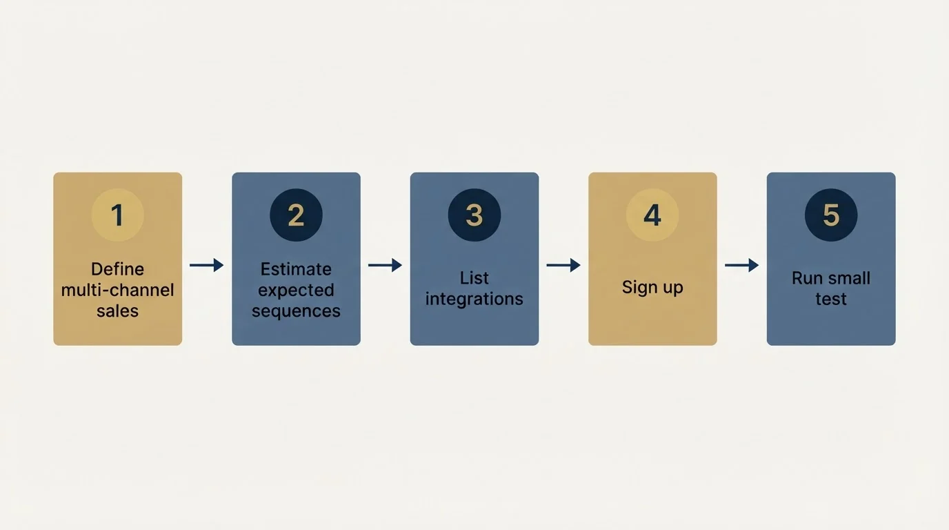 Step sequence: Getting Started Checklist (Define multi-channel sales, Estimate expected sequences, List integrations, Sign up)