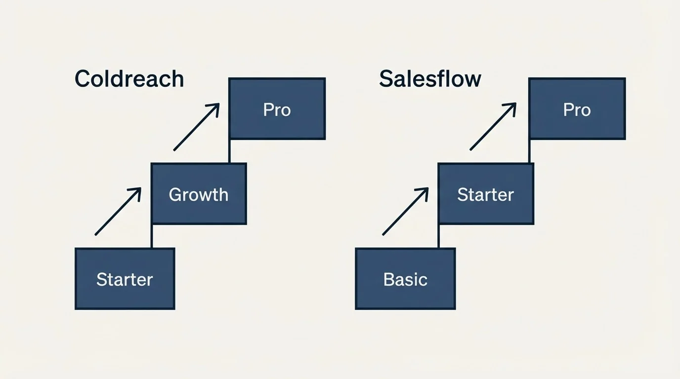Pricing ladder: Pricing Comparison (Coldreach, Salesflow, Starter, Basic)