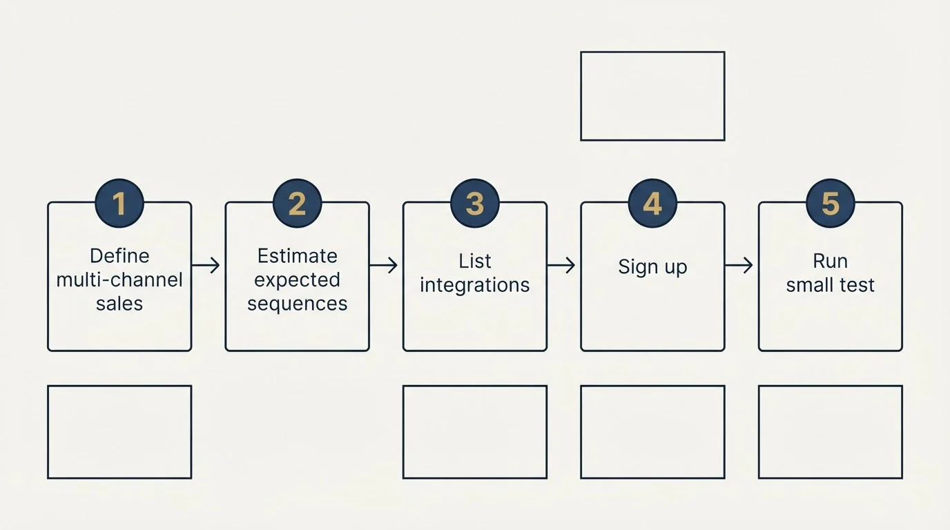 Step sequence: Getting Started Checklist (Define multi-channel sales, Estimate expected sequences, List integrations, Sign up)