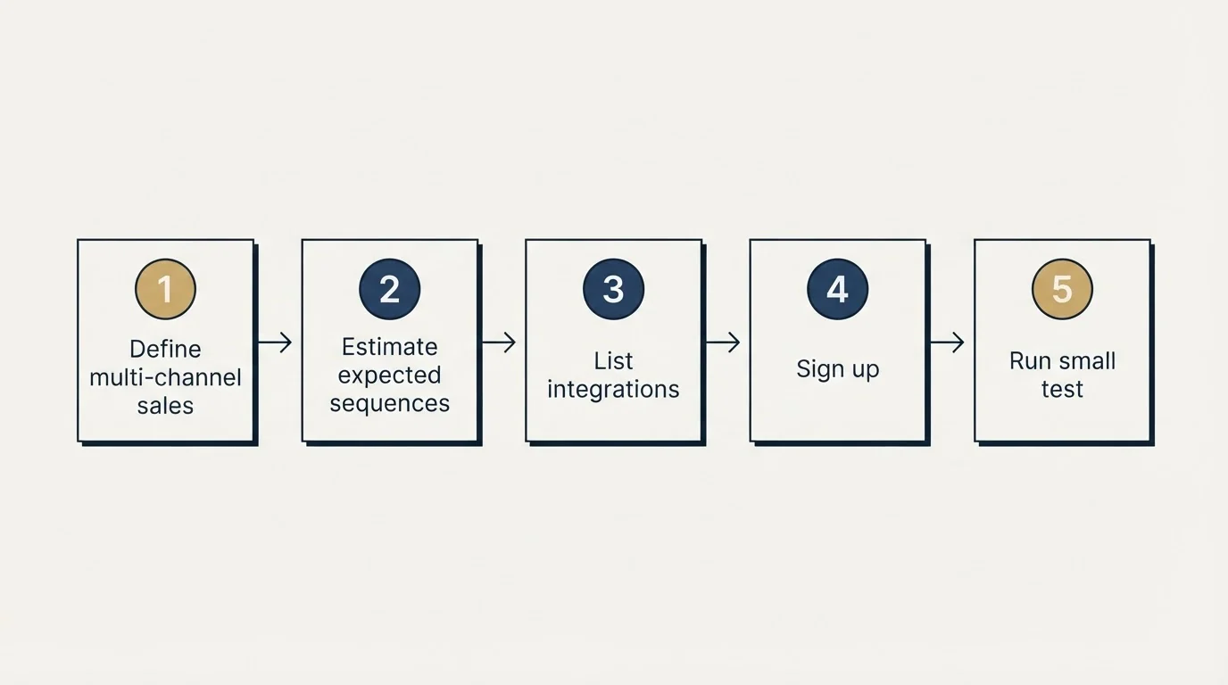 Step sequence: Getting Started Checklist (Define multi-channel sales, Estimate expected sequences, List integrations, Sign up)