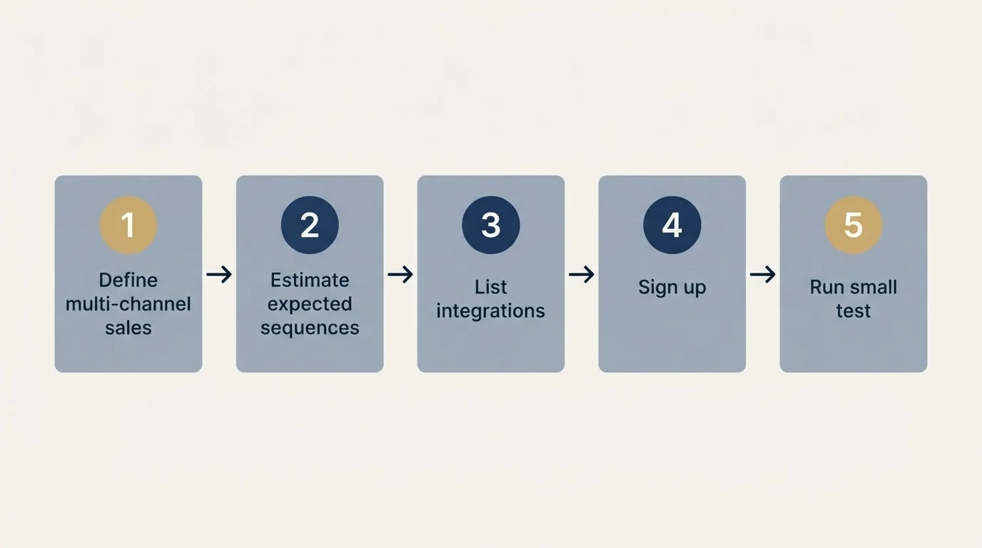 Step sequence: Getting Started Checklist (Define multi-channel sales, Estimate expected sequences, List integrations, Sign up)