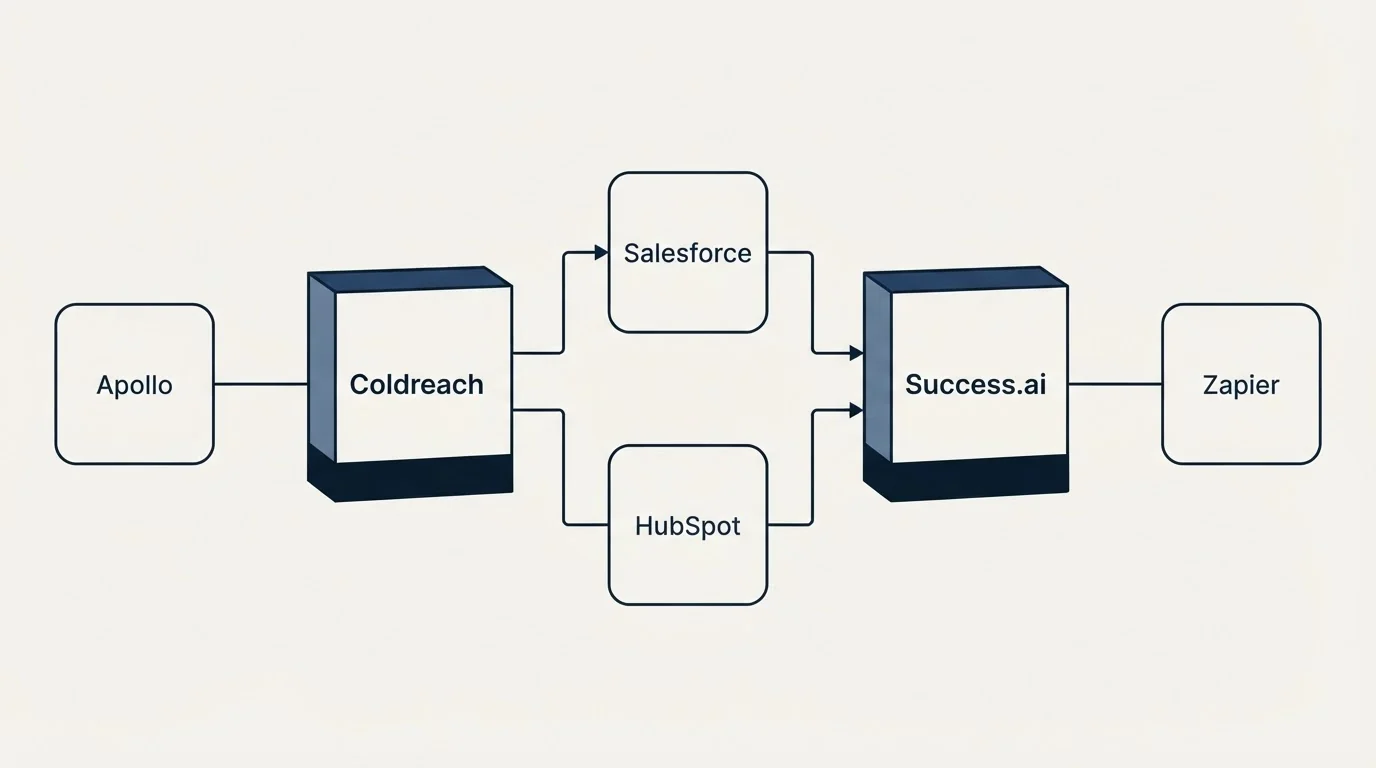 Integration flow: Integration Ecosystem (Coldreach, Success.ai, Salesforce, HubSpot)