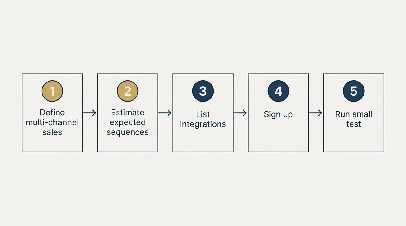 Step sequence: Getting Started Checklist (Define multi-channel sales, Estimate expected sequences, List integrations, Sign up)