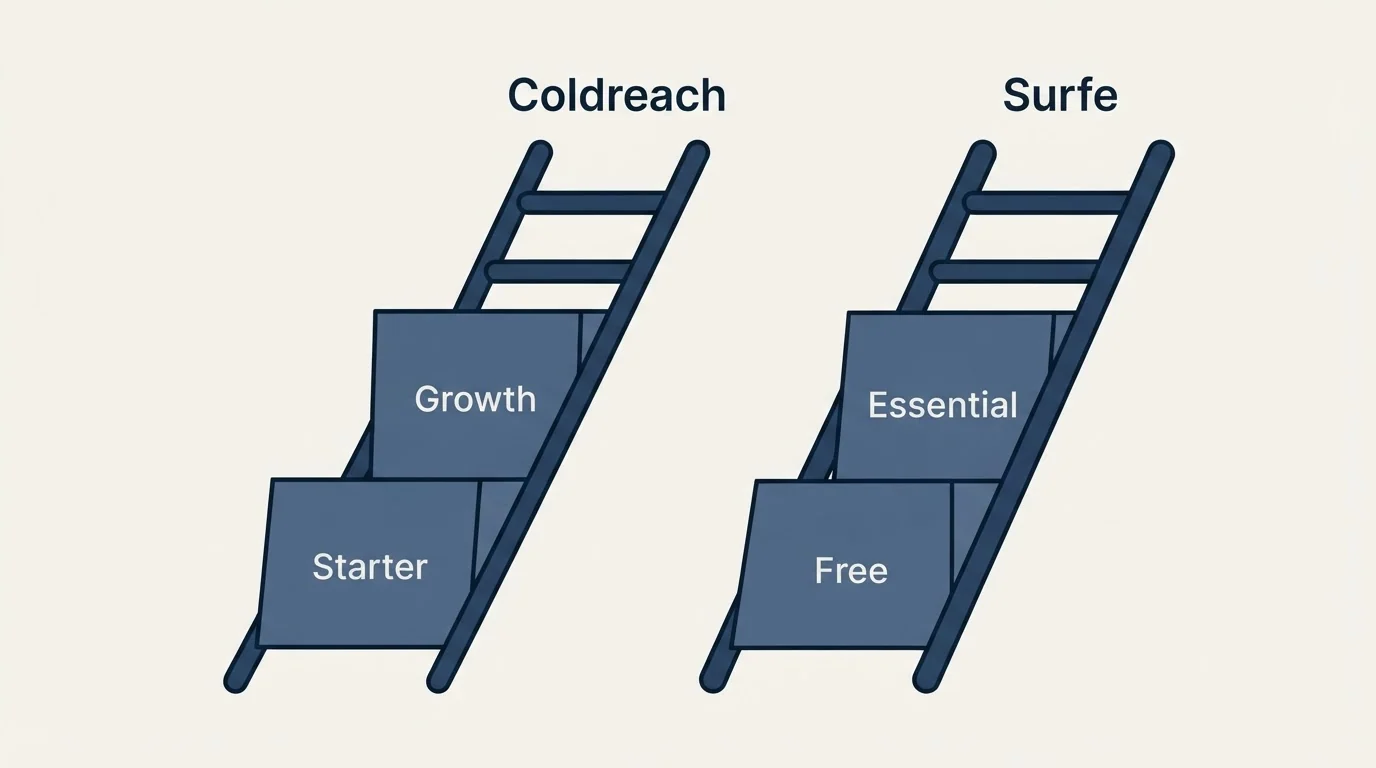 Pricing ladder: Pricing Comparison (Coldreach, Surfe, Starter, Free)
