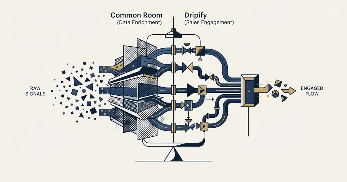 Editorial illustration for Common Room vs Dripify