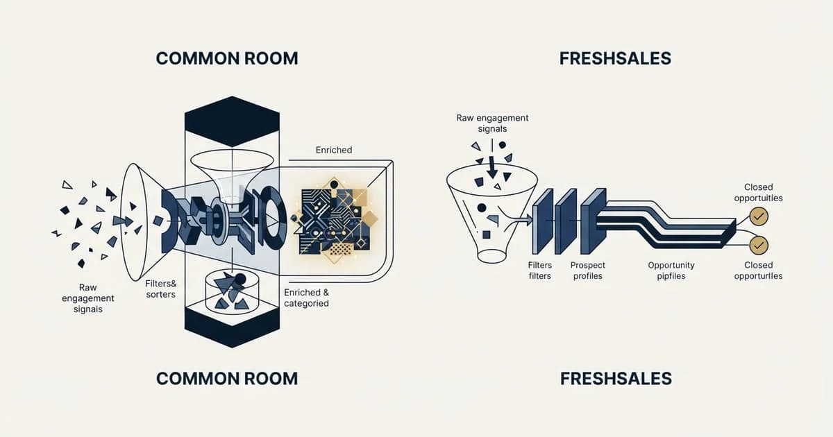 Editorial illustration for Common Room vs Freshsales