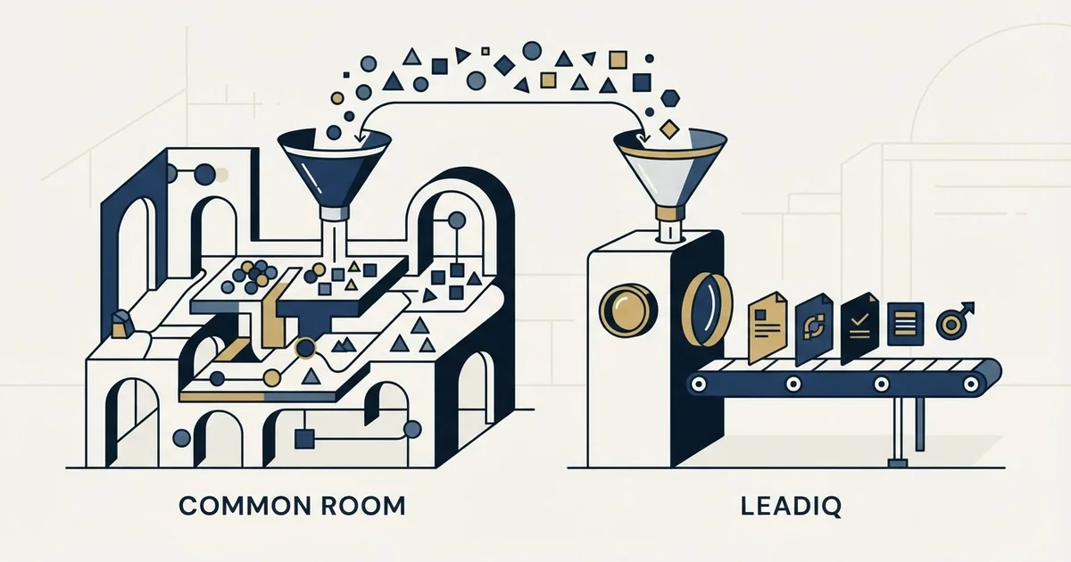Editorial illustration for Common Room vs LeadIQ