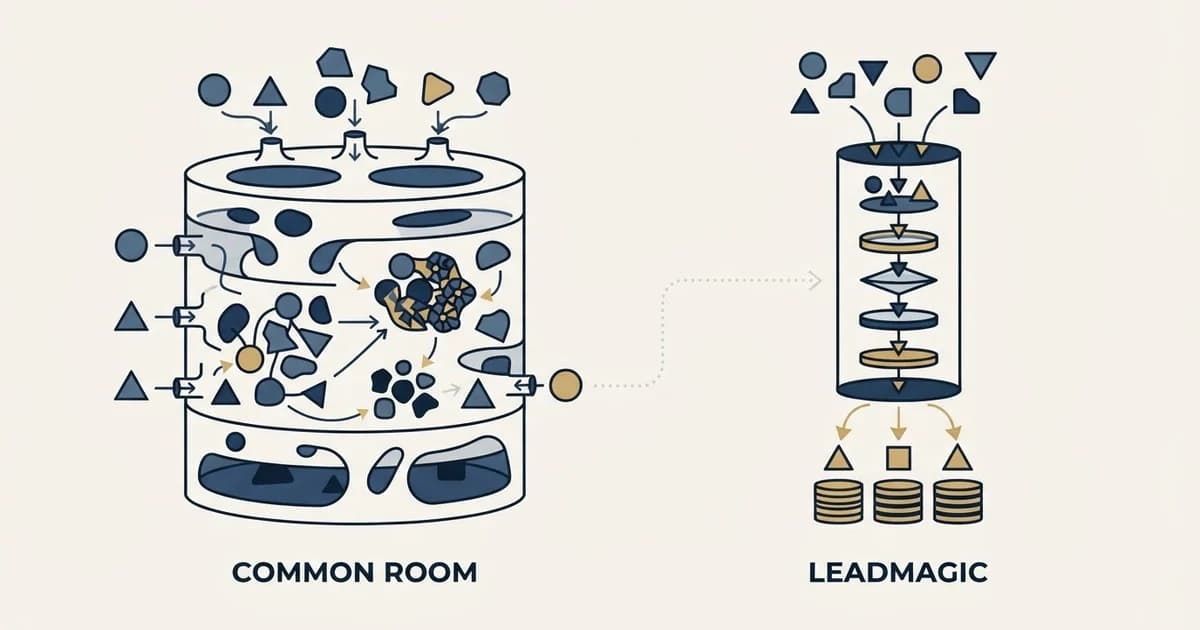 Editorial illustration for Common Room vs LeadMagic