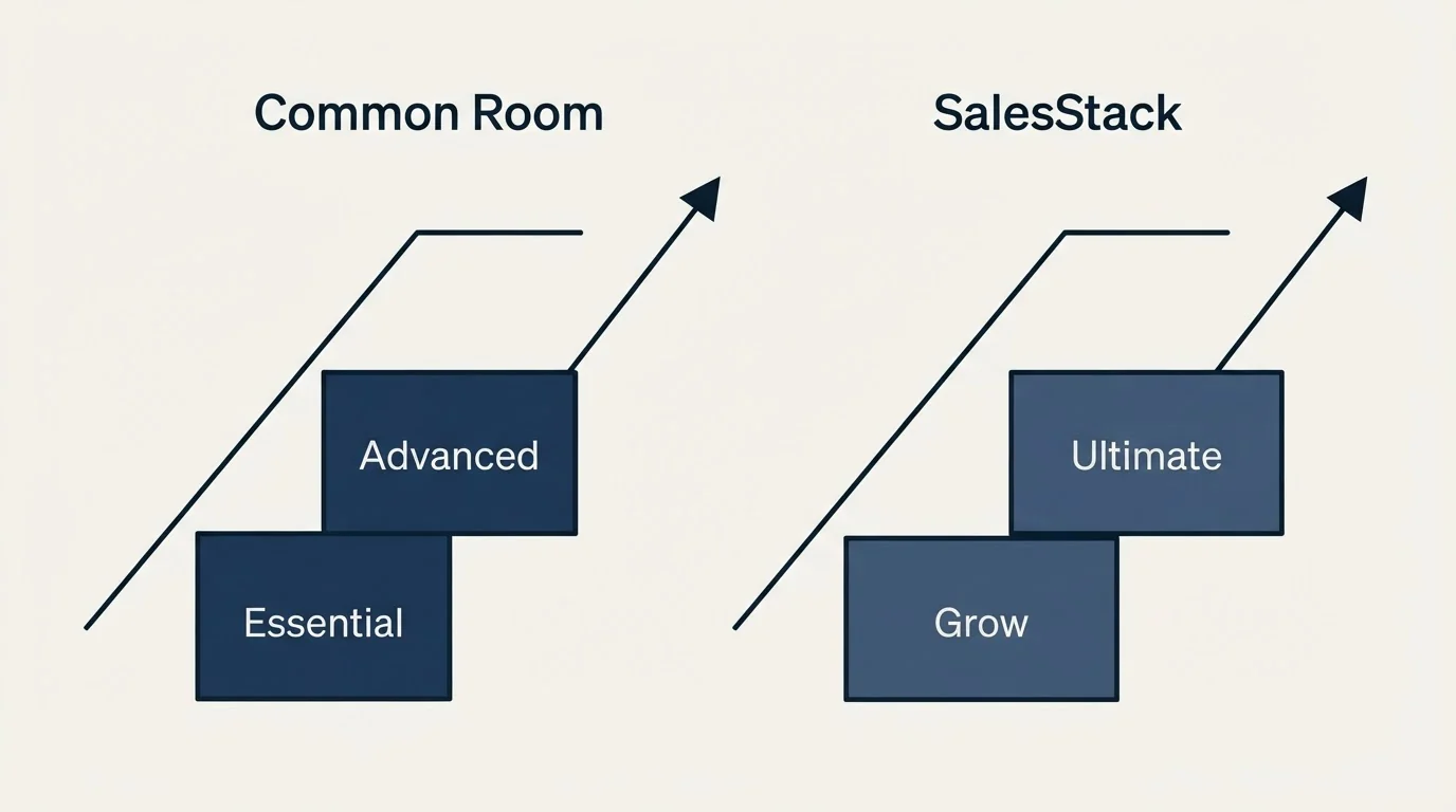 Pricing ladder: Pricing Comparison (Common Room, SalesStack, Essential, Grow)