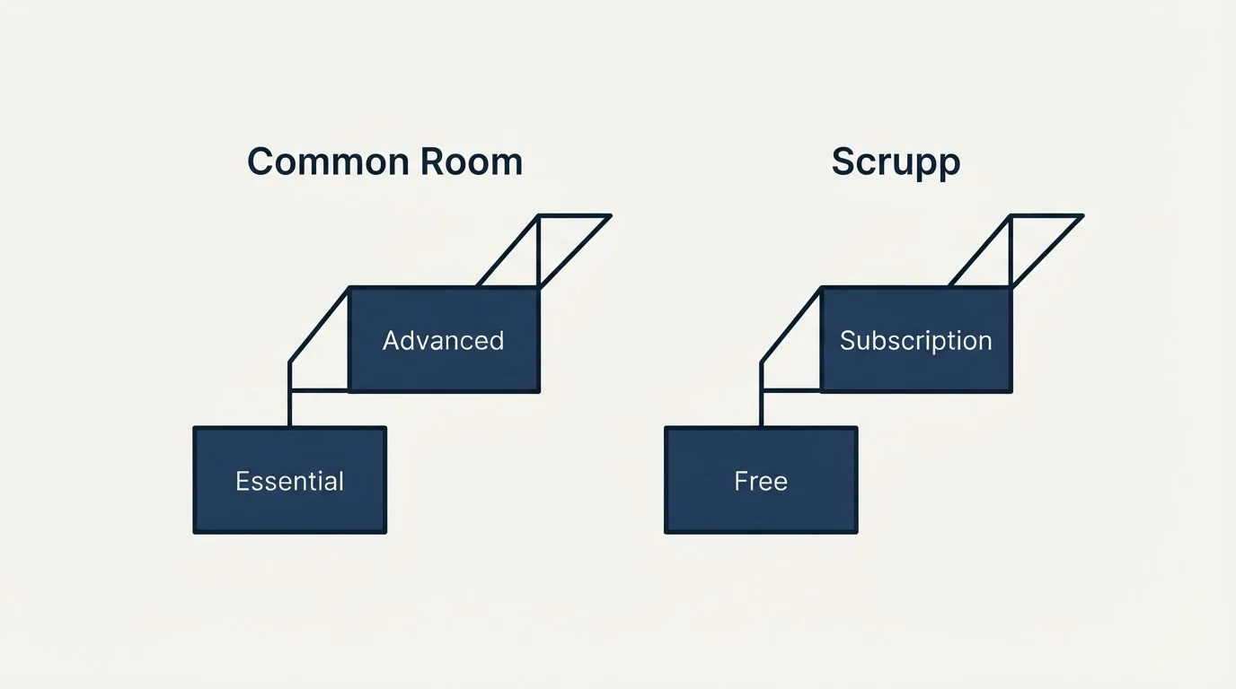 Pricing ladder: Pricing Comparison (Common Room, Scrupp, Essential, Free)