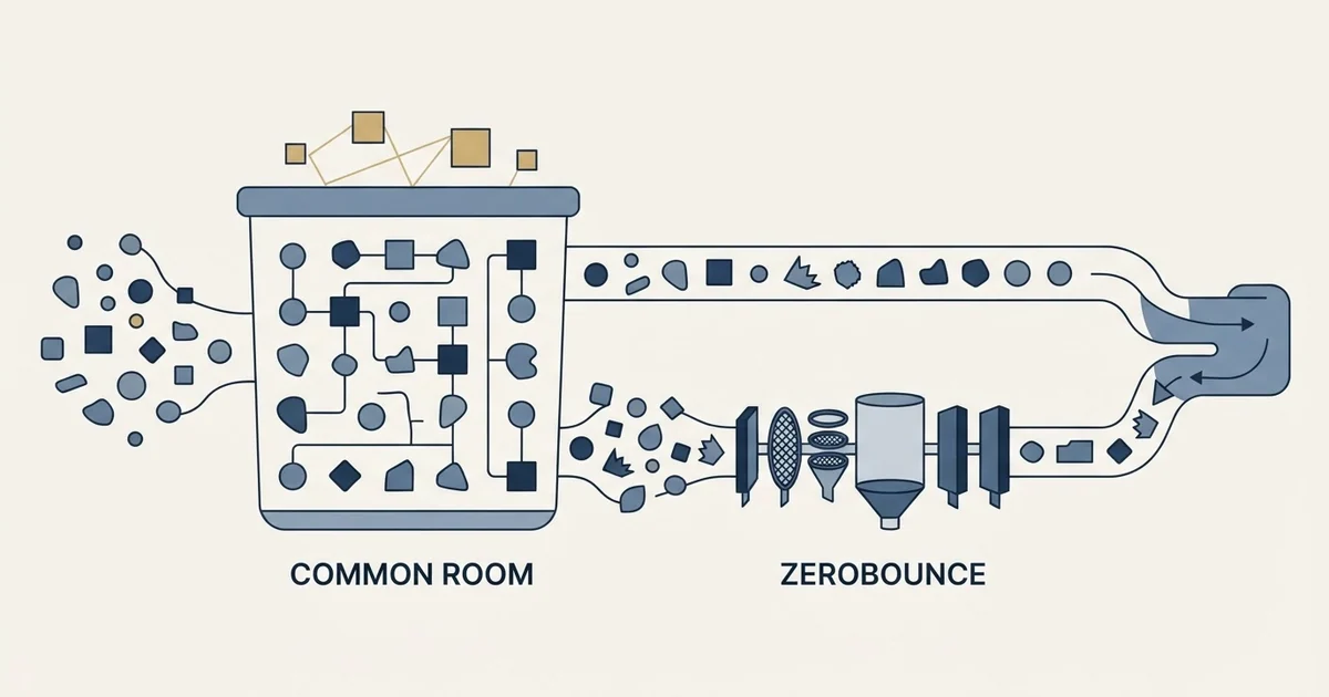 Editorial illustration for Common Room vs ZeroBounce