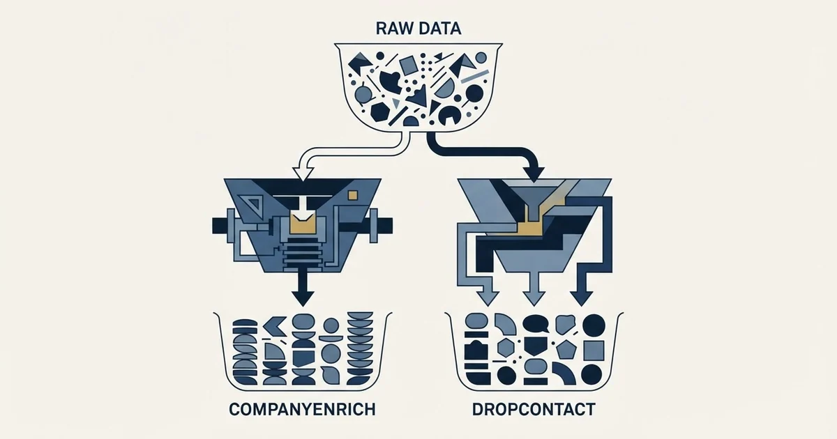 Editorial illustration for CompanyEnrich vs Dropcontact