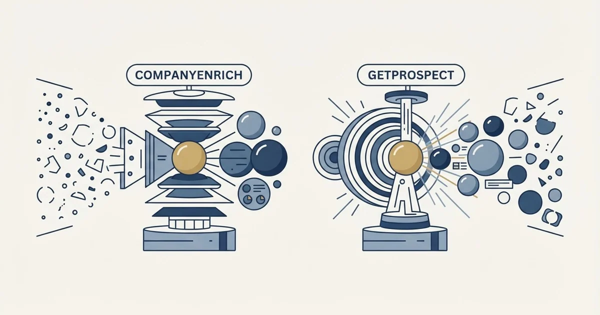 Editorial illustration for CompanyEnrich vs GetProspect