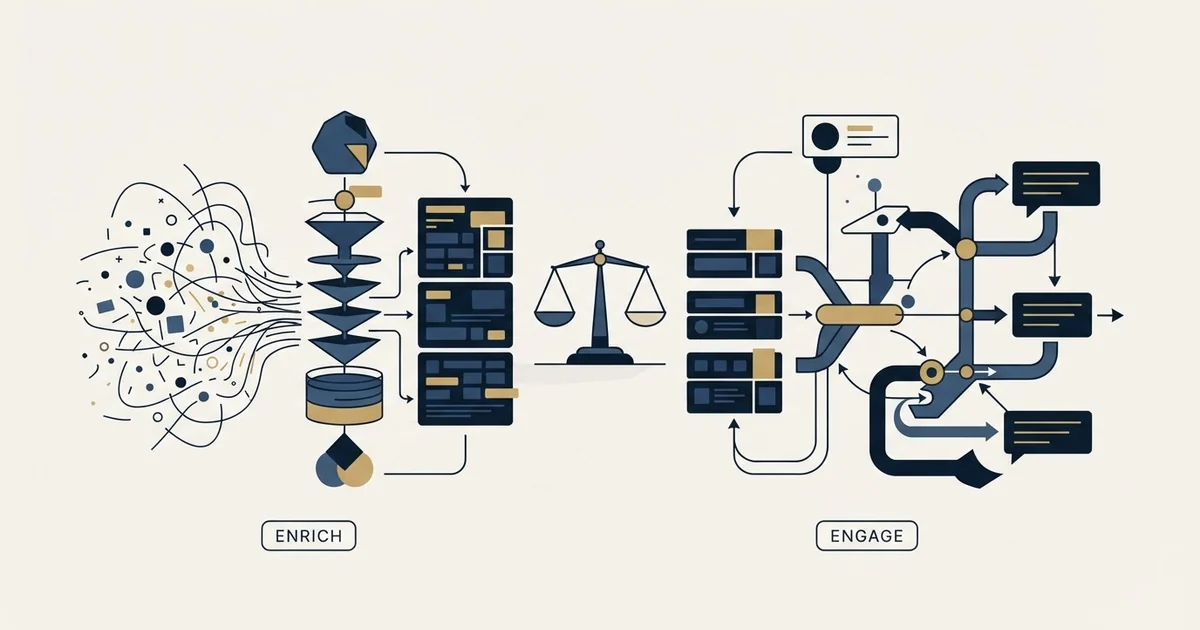 Editorial illustration for CompanyEnrich vs Humanlinker