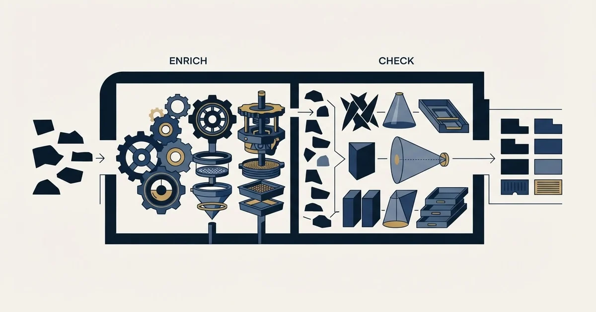 Editorial illustration for CompanyEnrich vs MailerCheck