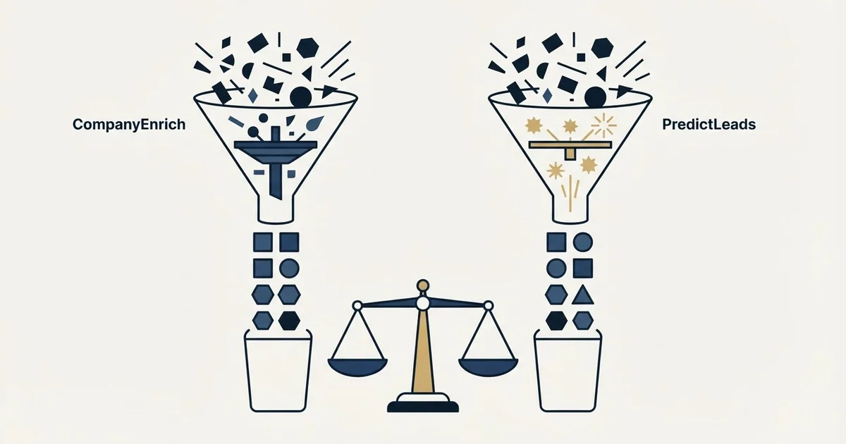 Editorial illustration for CompanyEnrich vs PredictLeads