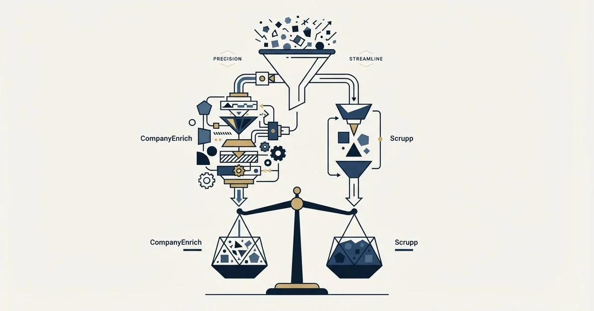 Editorial illustration for CompanyEnrich vs Scrupp