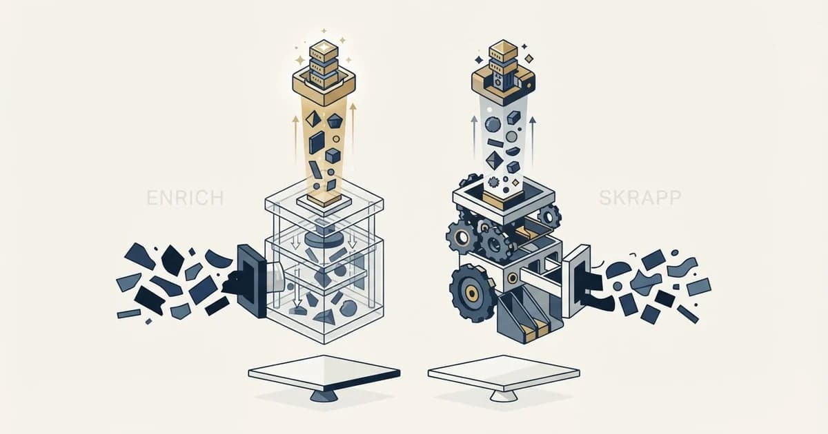Editorial illustration for CompanyEnrich vs Skrapp.io