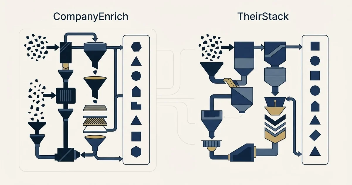 Editorial illustration for CompanyEnrich vs TheirStack