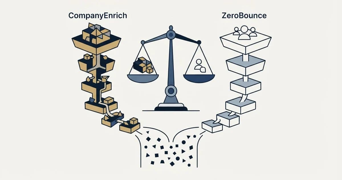 Editorial illustration for CompanyEnrich vs ZeroBounce