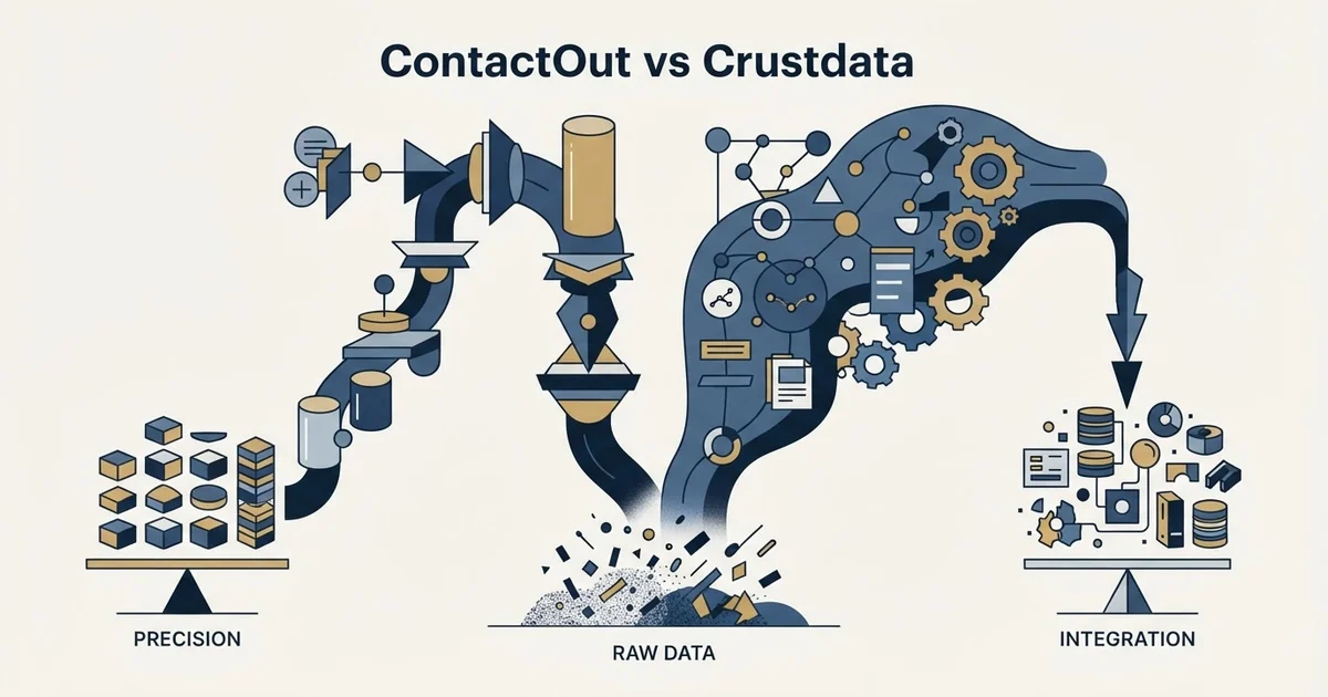 Editorial illustration for ContactOut vs Crustdata