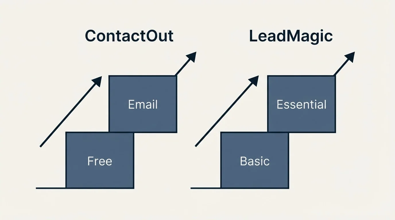 Pricing ladder: Pricing Comparison (ContactOut, LeadMagic, Free, Basic)