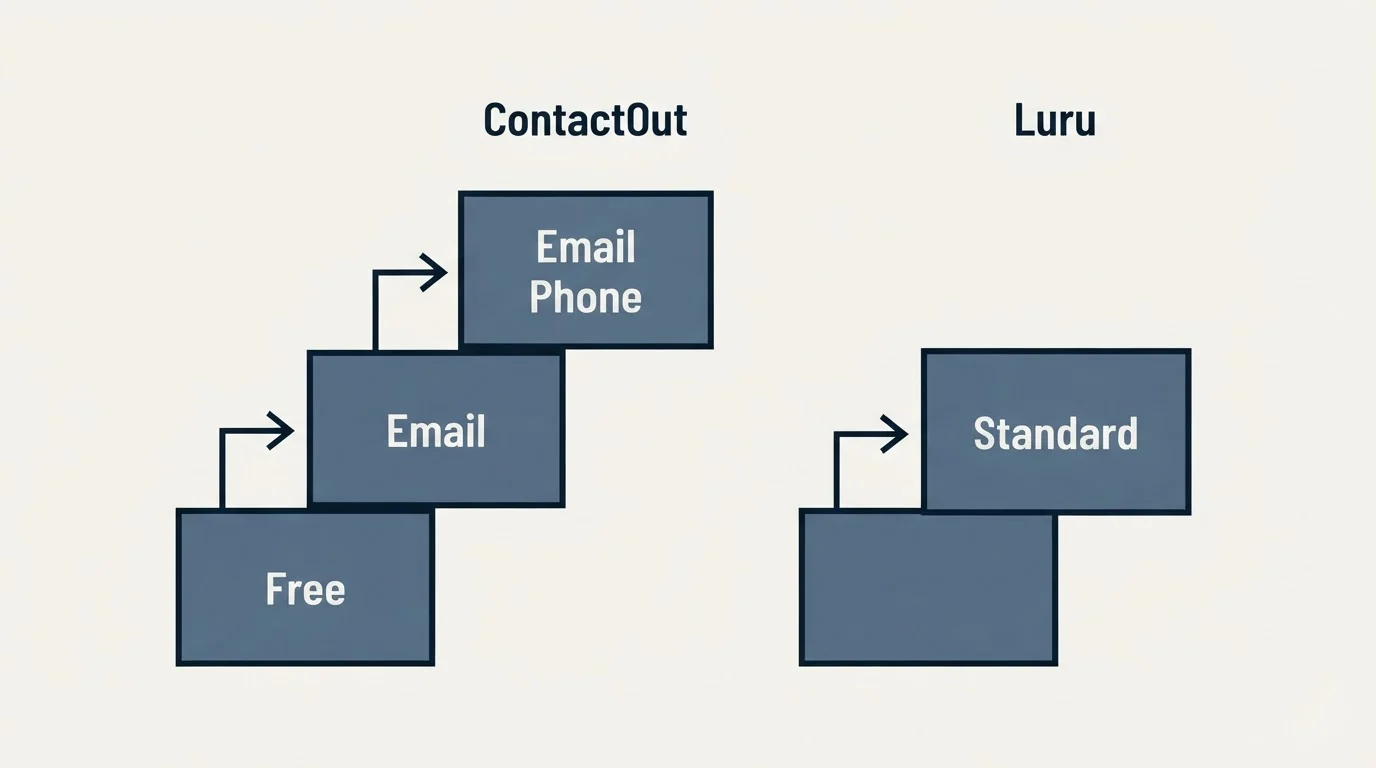 Pricing ladder: Pricing Comparison (ContactOut, Luru, Free, Standard)