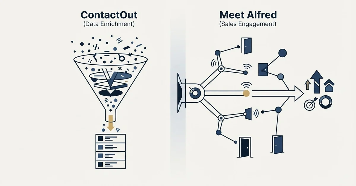 Editorial illustration for ContactOut vs Meet Alfred