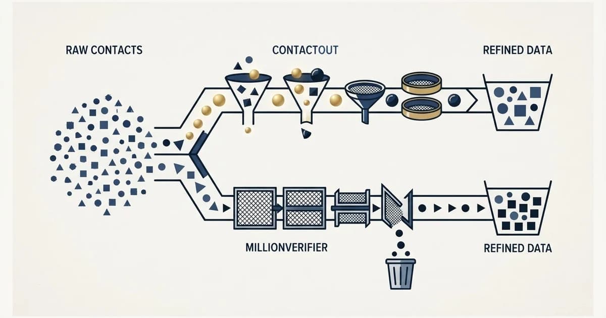 Editorial illustration for ContactOut vs MillionVerifier