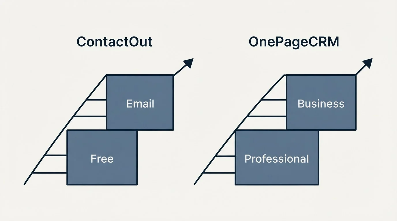 Pricing ladder: Pricing Comparison (ContactOut, OnePageCRM, Free, Professional)