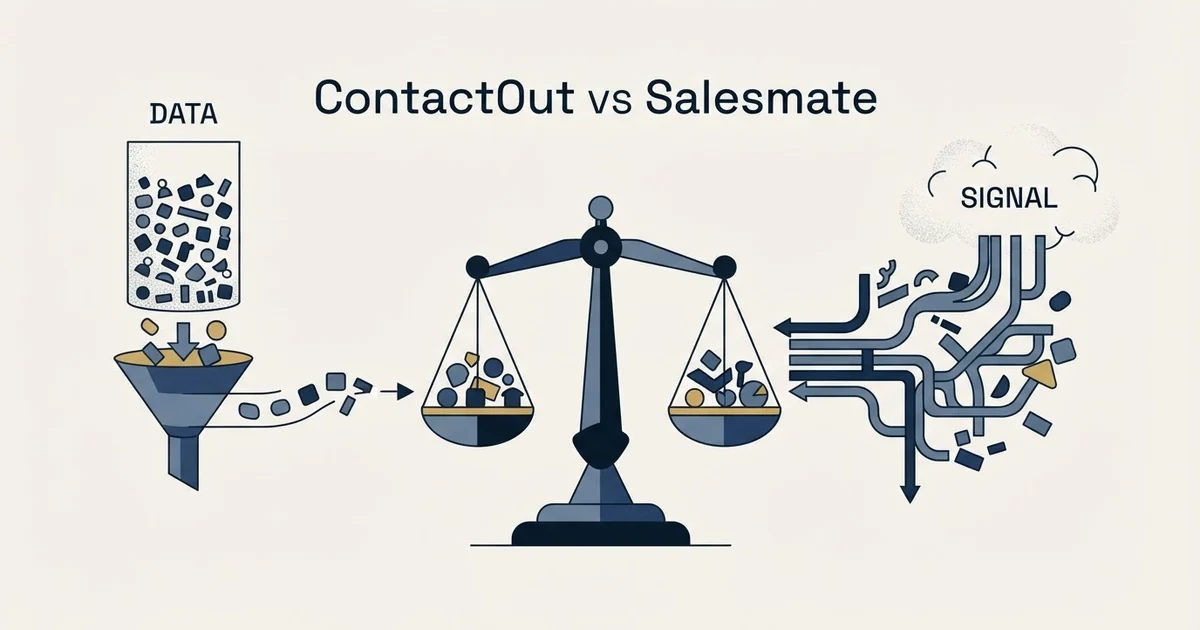 Editorial illustration for ContactOut vs Salesmate