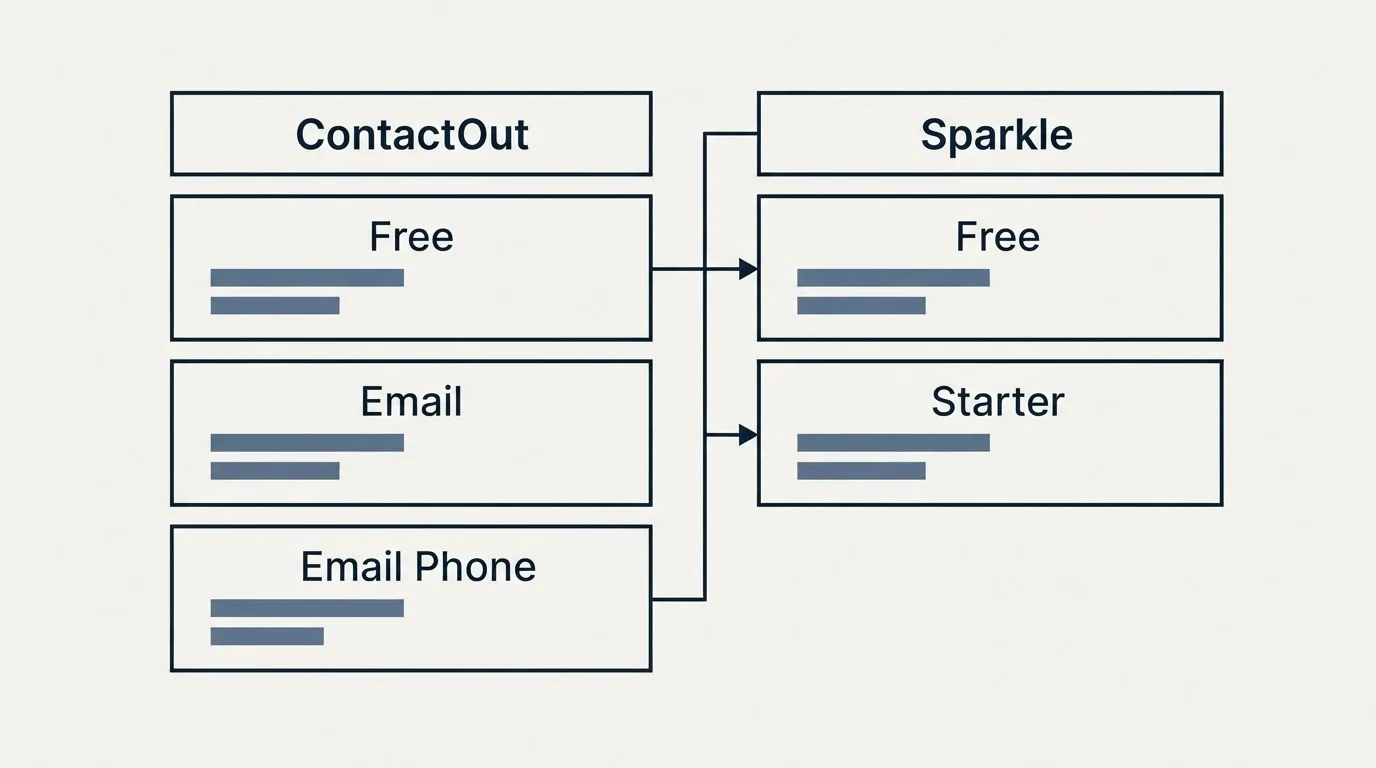 Pricing table: Pricing Comparison (ContactOut, Sparkle, Free, Email)