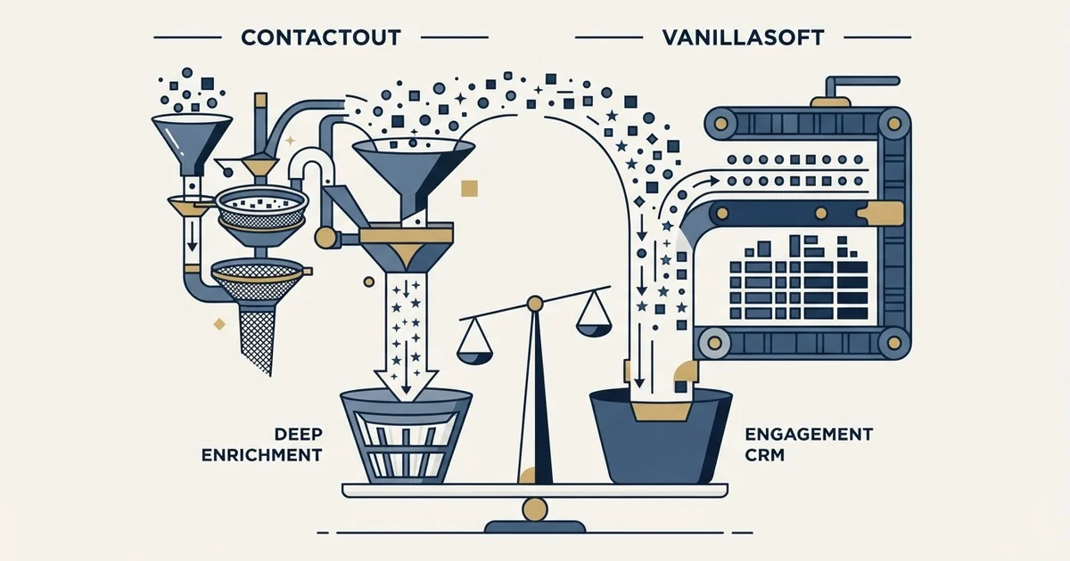 Editorial illustration for ContactOut vs Vanillasoft