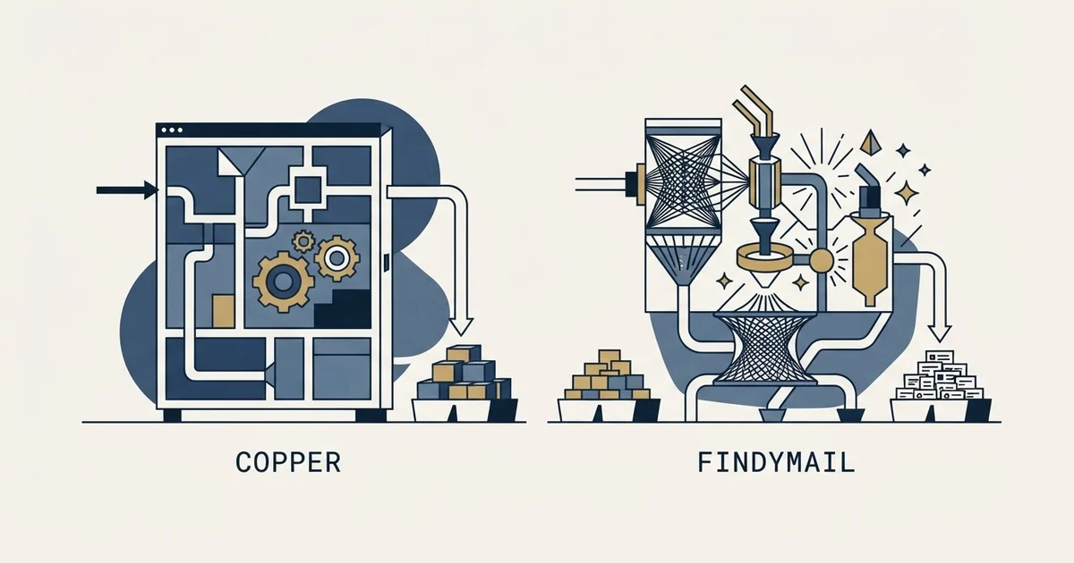 Editorial illustration for Copper vs Findymail