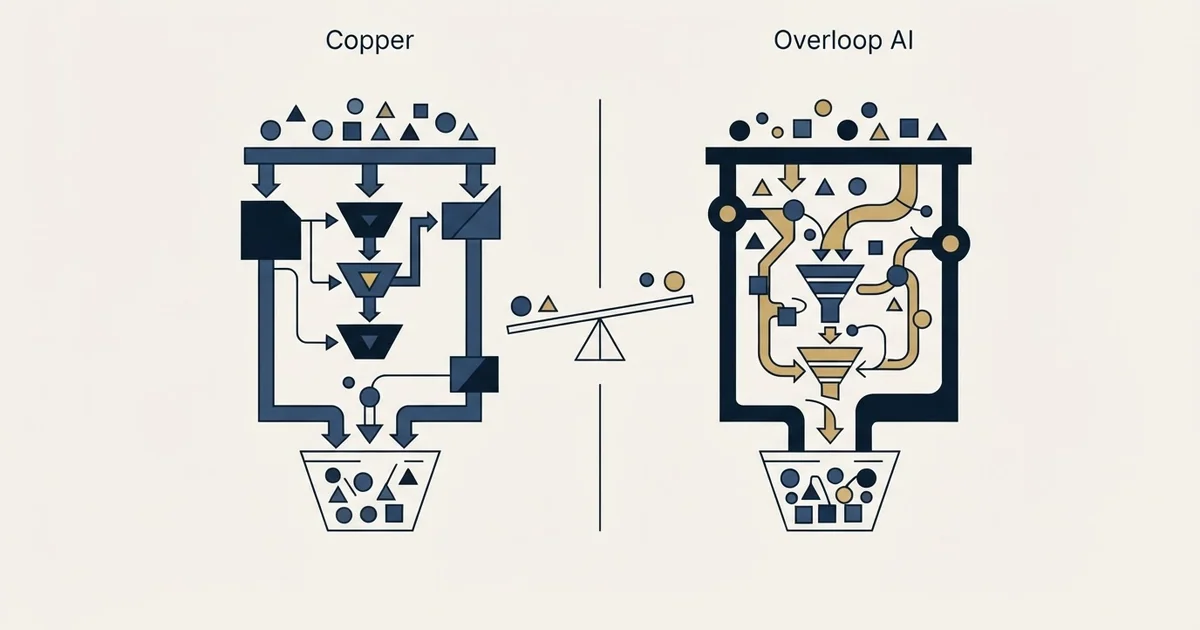 Editorial illustration for Copper vs Overloop AI