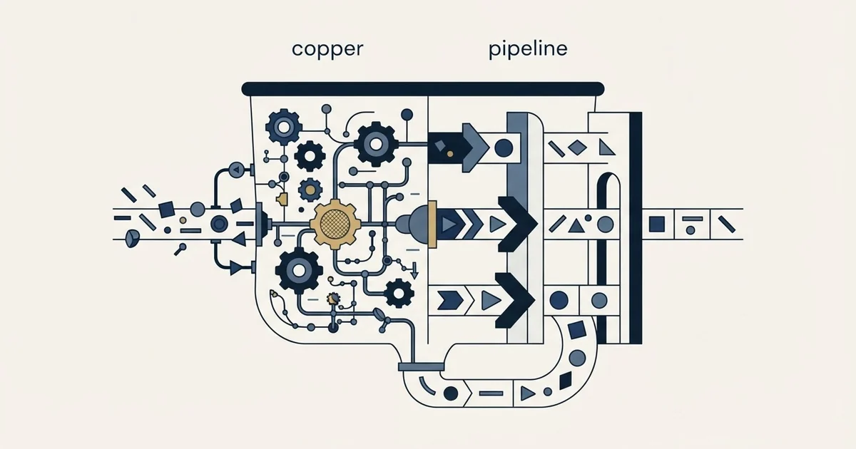 Editorial illustration for Copper vs Pipeline CRM