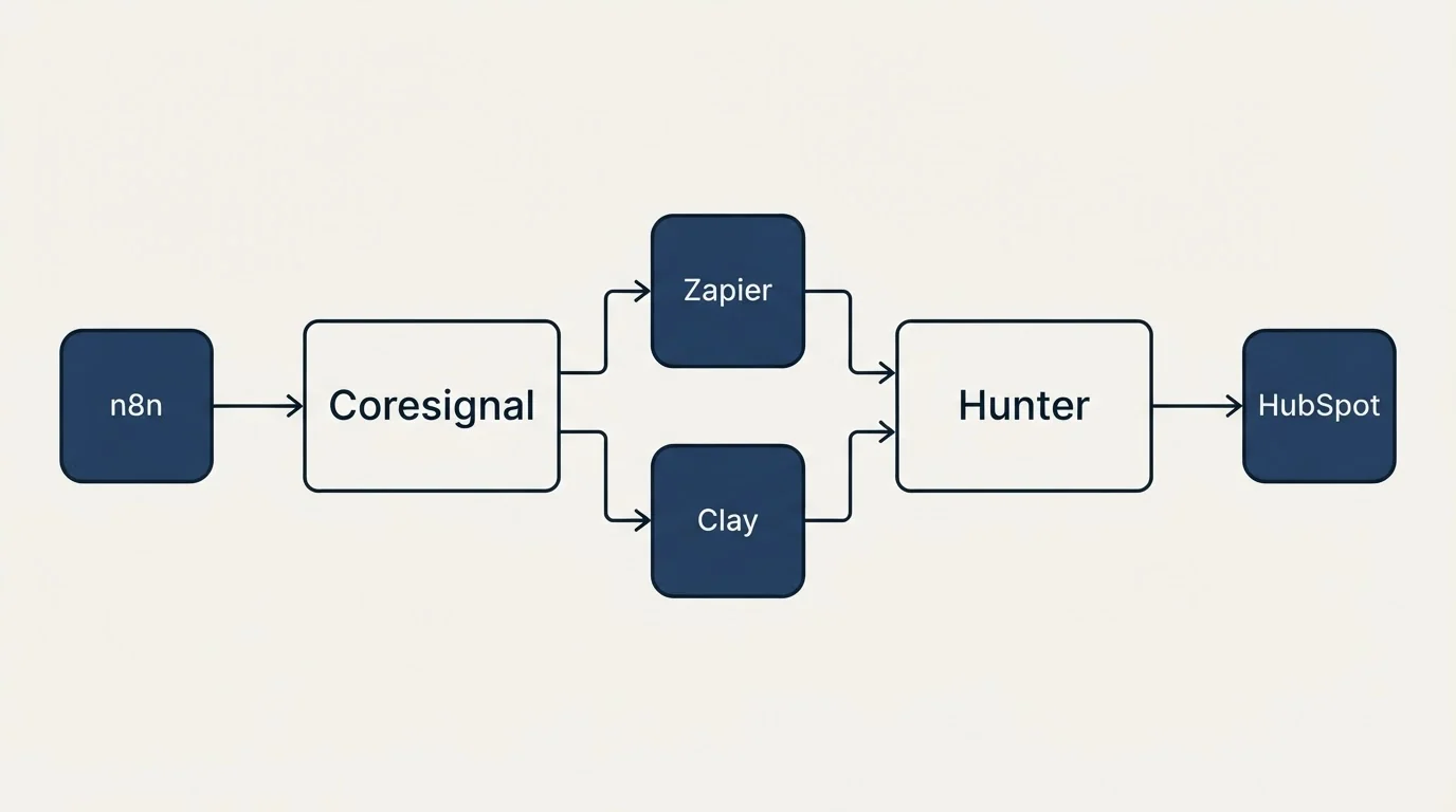 Integration flow: Integration Ecosystem (Coresignal, Hunter, Zapier, Clay)