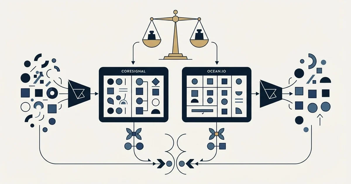 Editorial illustration for Coresignal vs Ocean.io