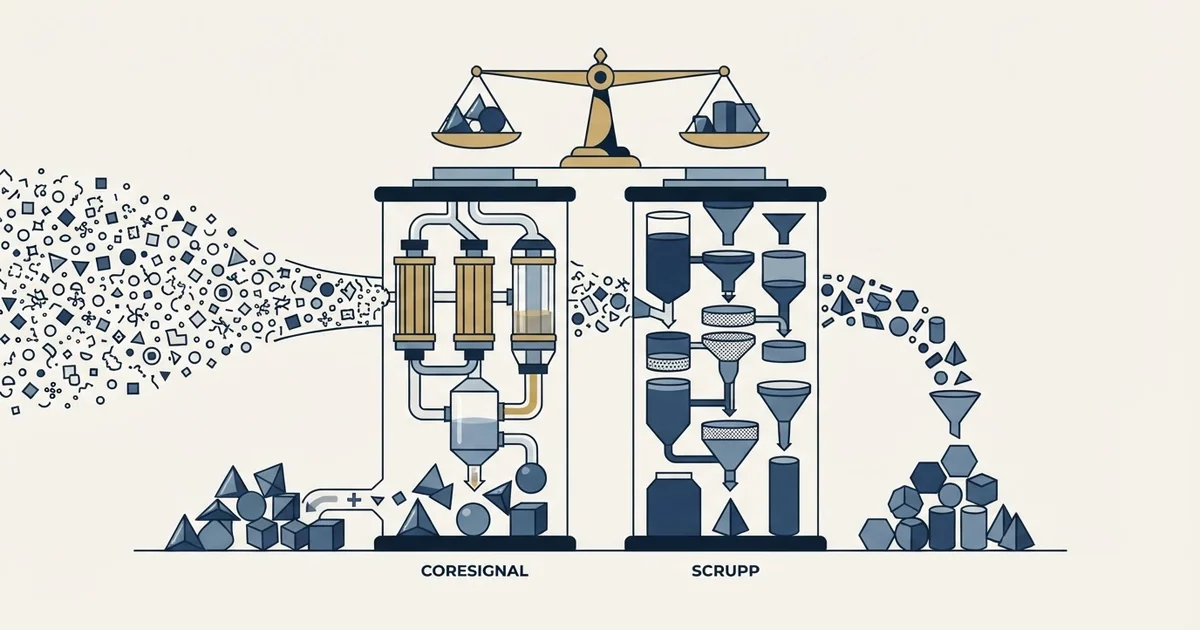 Editorial illustration for Coresignal vs Scrupp