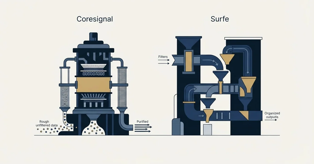 Editorial illustration for Coresignal vs Surfe