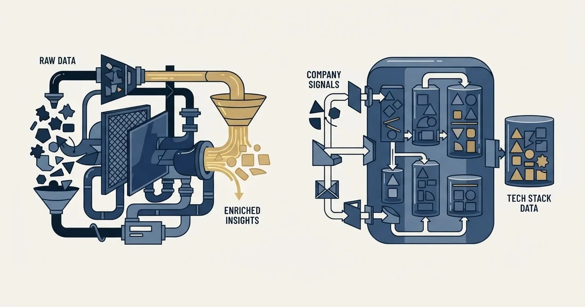 Editorial illustration for Coresignal vs TheirStack