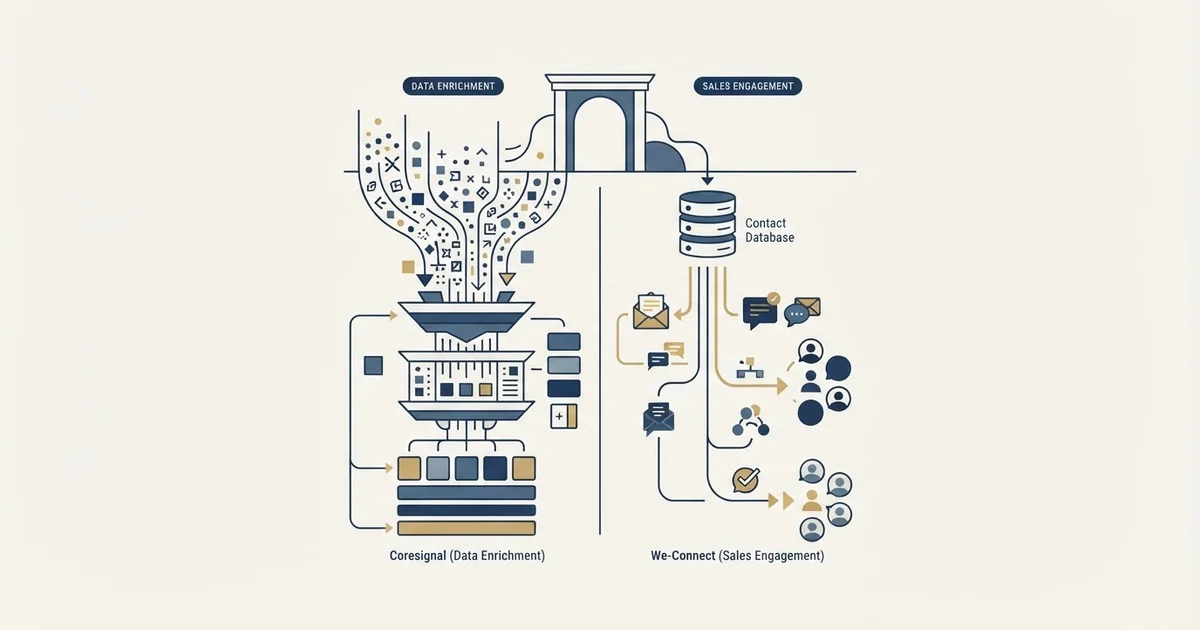 Editorial illustration for Coresignal vs We-Connect