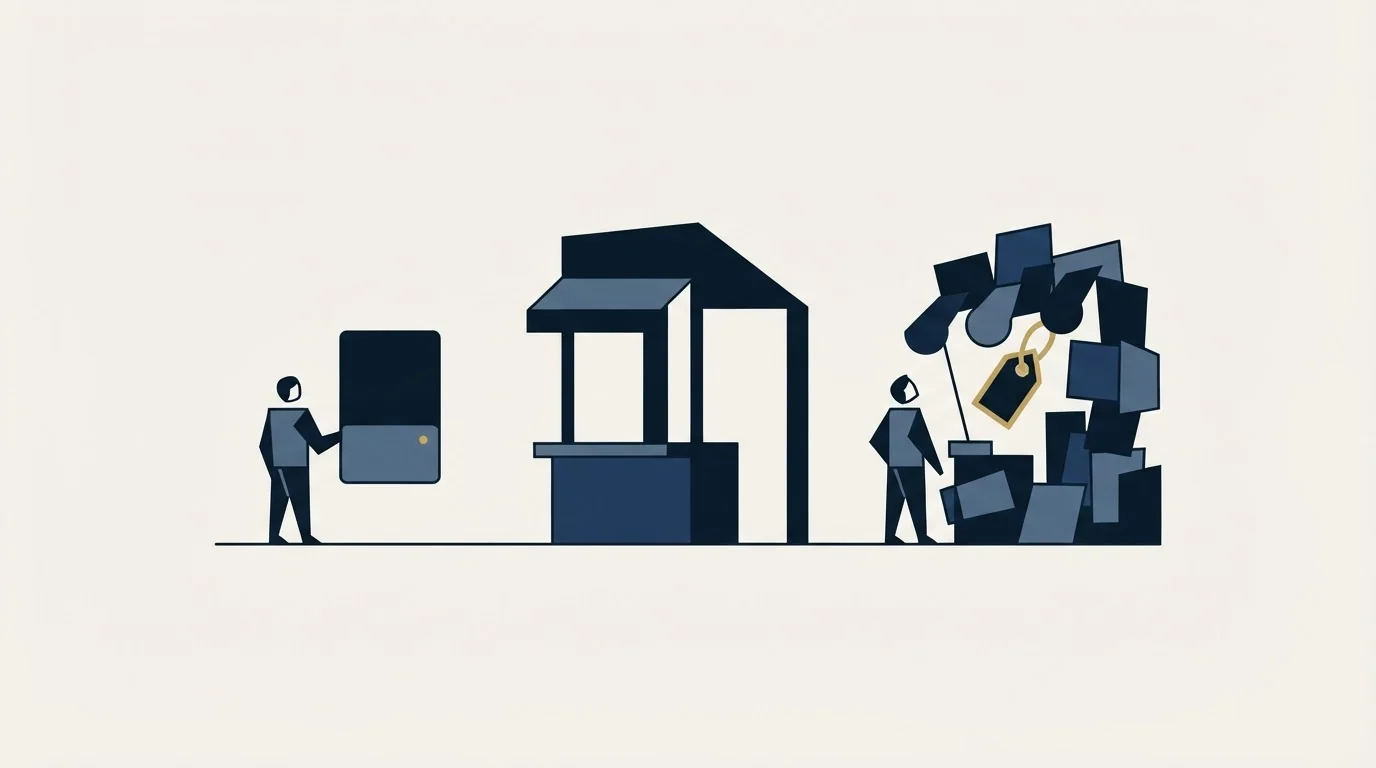 Section illustration: So the buyer goes to a marketplace, and reads a