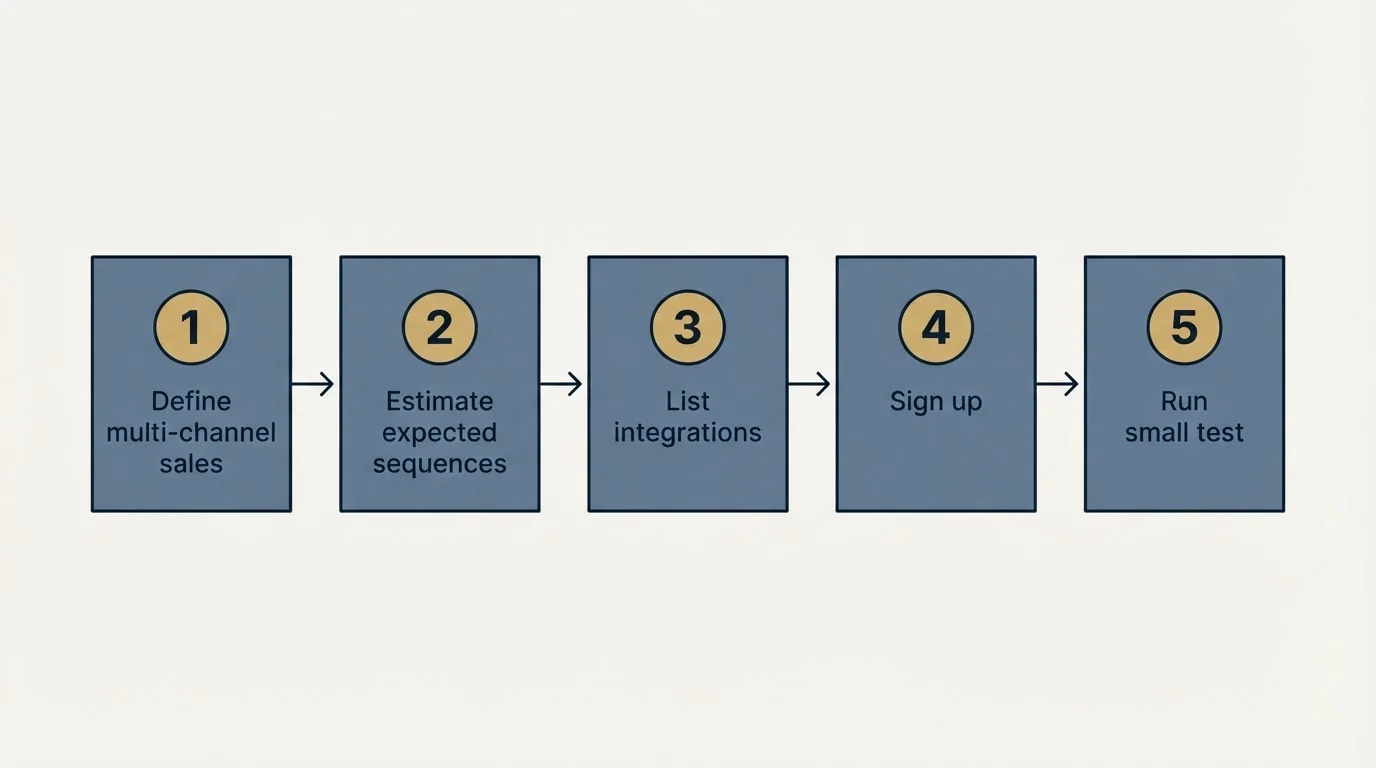 Step sequence: Getting Started Checklist (Define multi-channel sales, Estimate expected sequences, List integrations, Sign up)