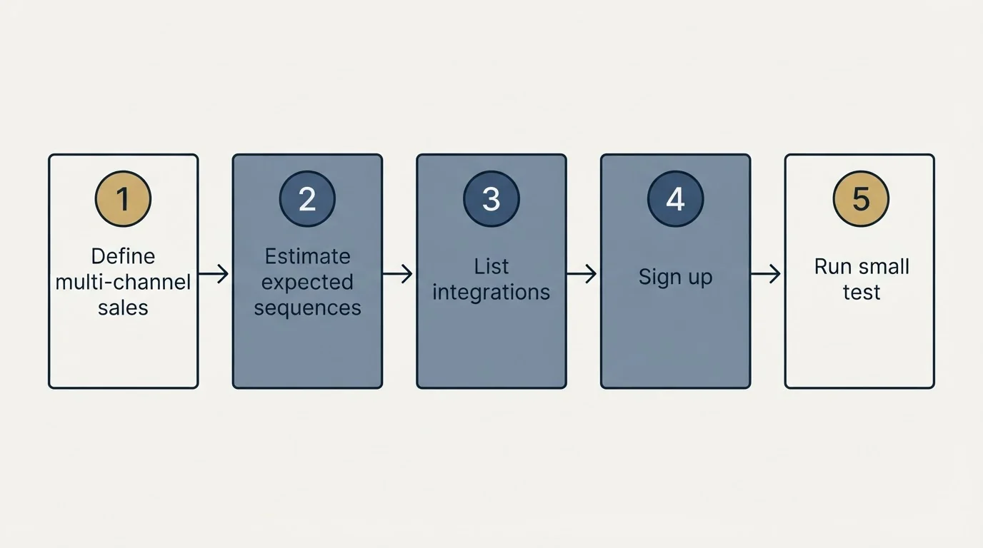 Step sequence: Getting Started Checklist (Define multi-channel sales, Estimate expected sequences, List integrations, Sign up)