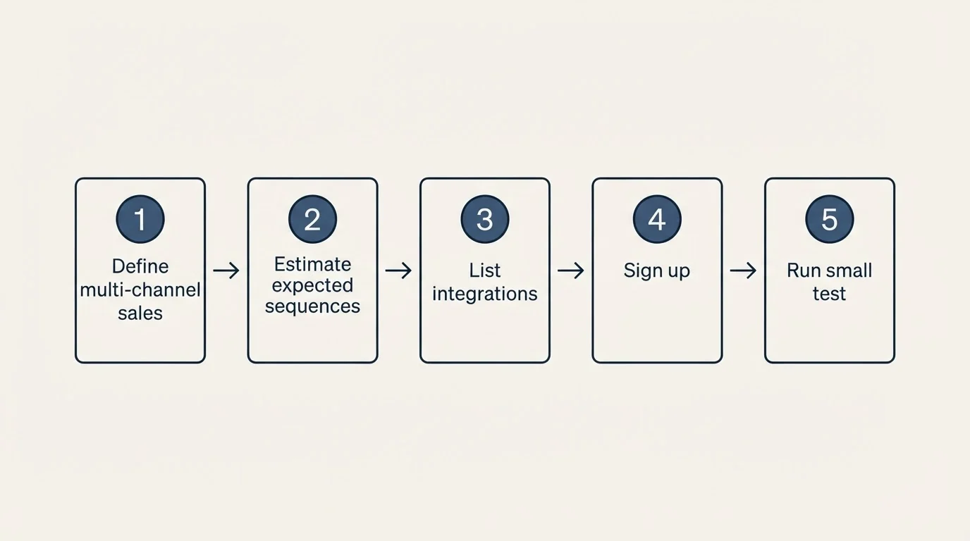 Step sequence: Getting Started Checklist (Define multi-channel sales, Estimate expected sequences, List integrations, Sign up)