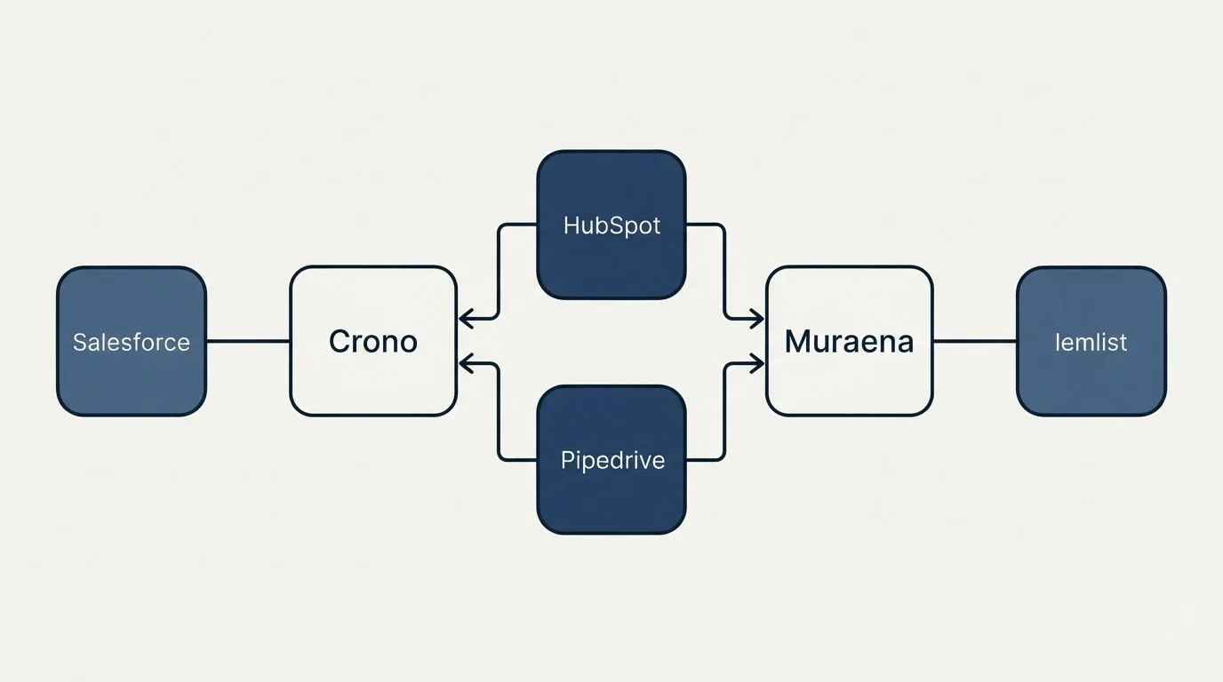 Integration flow: Integration Ecosystem (Crono, Muraena, HubSpot, Pipedrive)